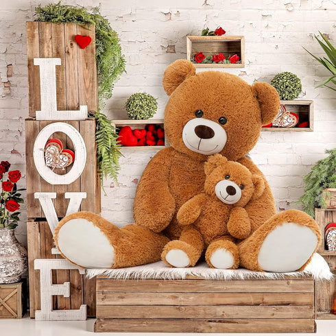 MorisMos 39 Inch Giant Teddy Bear Stuffed Animals, Soft Big Mommy and Baby Plush for Boys