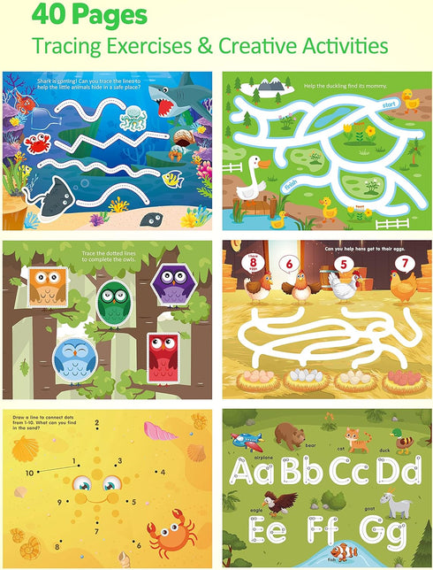 Coogam Pencil Control Tracing Workbook, Learn to Write Alphabet & Numbers, Montessori Educational Toy Gift