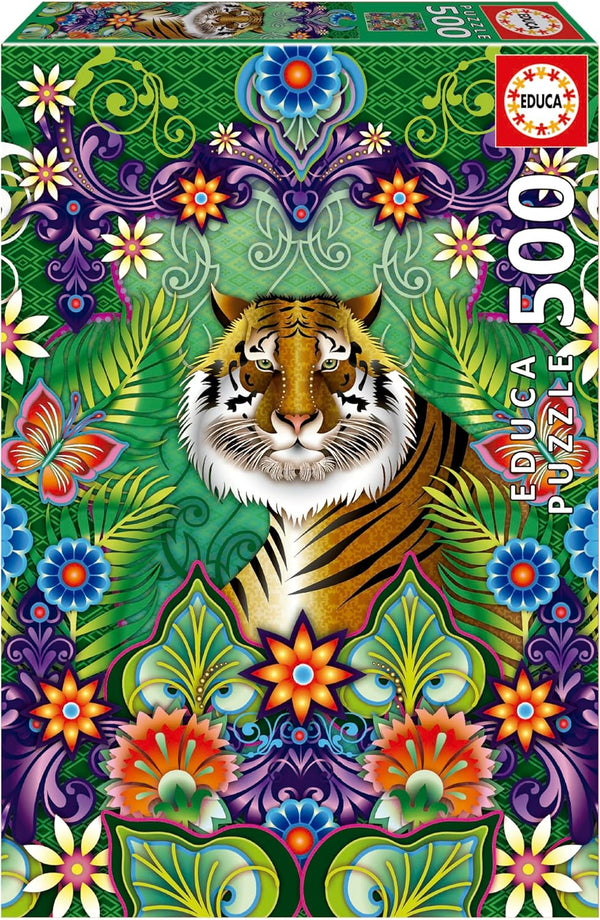 Educa - Catalina Estrada Bengal Tiger 500 Piece Jigsaw Puzzle, Glue Included, Completed Image 18.9" x 13.4"