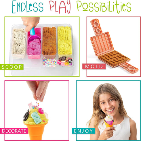 29 9 1.7 LB 3-5 Kipipol Sensory bin - pcs Ice Cream Toy Shop Play Sand Kit with Ice Cream Sand Toys, Moon Sand