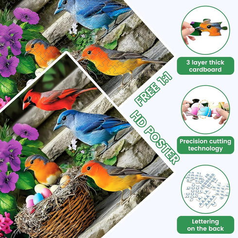 VOLUVOLU 300 Hummingbird 20.5x15 Piece Puzzle for Adults, Colorful Birds Jigsaw Puzzle, Colorful Animals Puzzles, Bird
