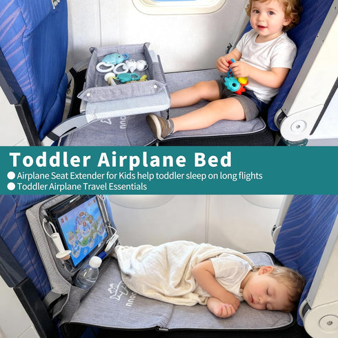 NNOODUST Toddler Airplane Bed for Toddler with Tray Cover Can Turn into Bag, Toddler Airplane Seat Extender for Kids
