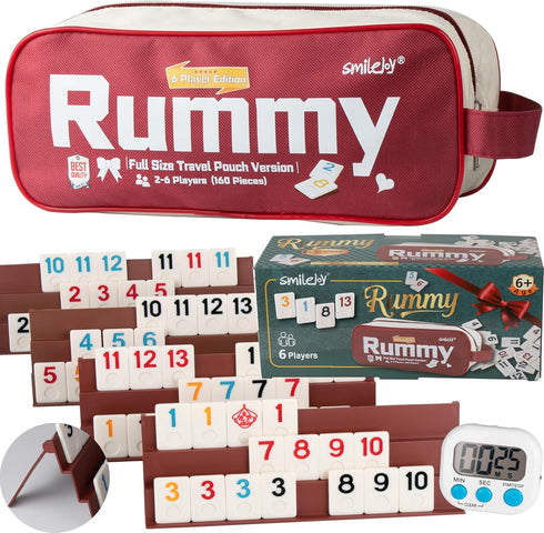 Smilejoy Rummy Cube 6 Players Edition, Full Size Travel Rummy Game Set