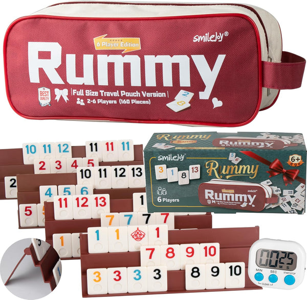 Smilejoy Rummy Cube 6 Players Edition, Full Size Travel Rummy Game Set