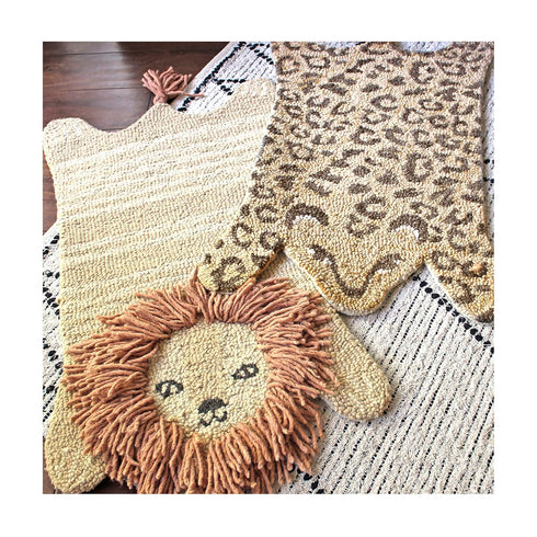 100% 23 36 Inches Crane Baby Lion Shaped Nursery Rug, Handmade Wool Safari Animal Rug for Baby Boy and Girl Nursery