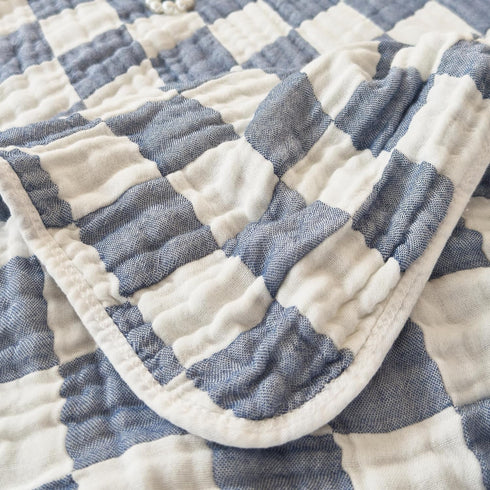 Brnabiou Cozy 100% 6-Layer 41"x41" Ultra Soft Cotton Muslin Baby Blanket Breathable Lightweight Checkered Swaddle