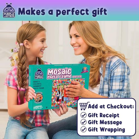 PURPLE LADYBUG DIY Mosaic Photo Frame Craft Kit - Summer Activities for Kids & Teens, Arts & Crafts for Girls 8-12