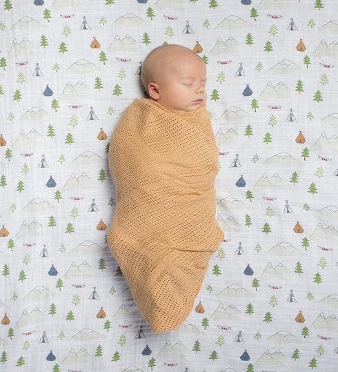 Cotton Muslin Fitted Crib Sheet for Babies - Outdoor Adventure Theme