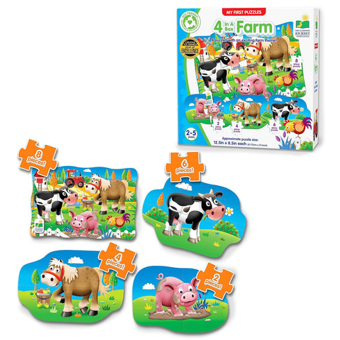 The Learning Journey My First Puzzle Sets - 4-In-A-Box Farm-Themed Educational Toddler Toys