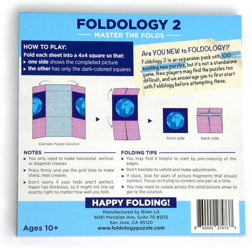 2 Pack). 100 10+ FOLDOLOGY - Master The Folds (Expansion Puzzle Game for Tweens, Teens, and Adults. Origami Brain
