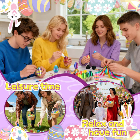 24 3D 2.36" PCS Printed Eggs, Empty Eggs Fillable Eggshells for Easter Egg Hunt, Basket Fillers, Treats, Party Favor