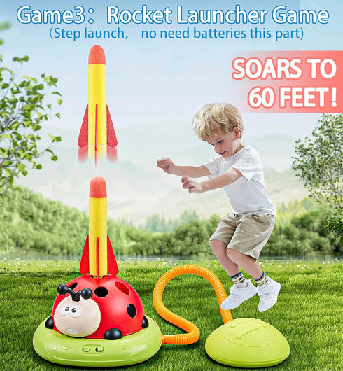 Pobaiyi 3 1 4-8 5-7 8-13 in Musical Jump, Toss Ring Game and Stomping Launch Rocket Launcher for Kids Outdoor Toys