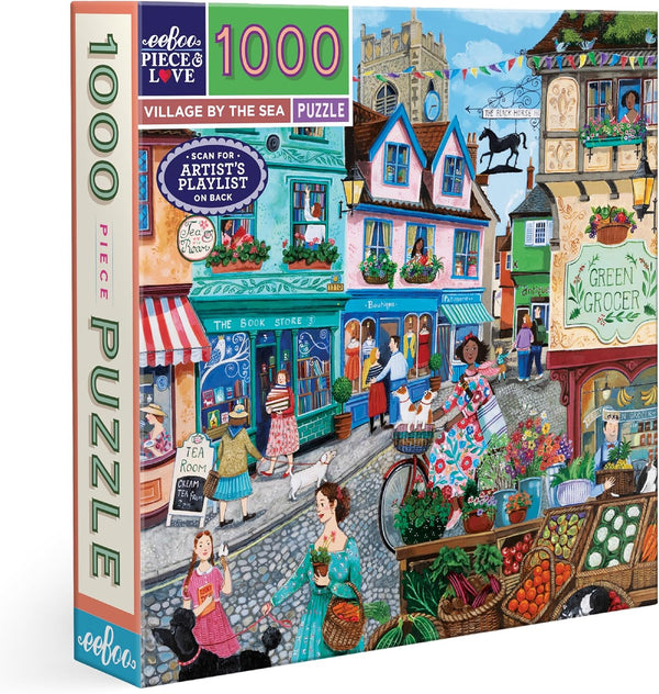 eeBoo 1000 Piece Puzzle - Village by the Sea Jigsaw Puzzle for