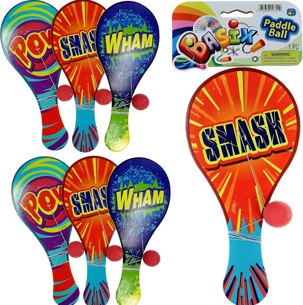 JA-RU Wooden Paddle Ball with String, Vintage Retro Return Ball for Kids, Indoor & Outdoor Games