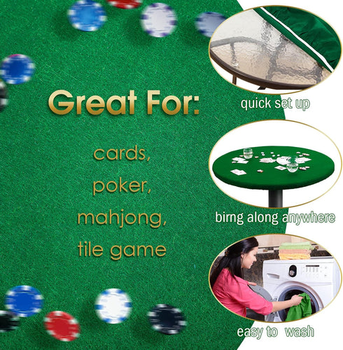 Tegeme 2 36 48 Inch Pcs Felt Table Cover for Game Round Felt Card Tablecloth Elastic Poker Tabletop to Poker Table