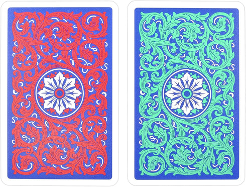 Copag 1546 Neoteric Design 100% Plastic Playing Cards, Bridge Size Green/Red Double Deck Set