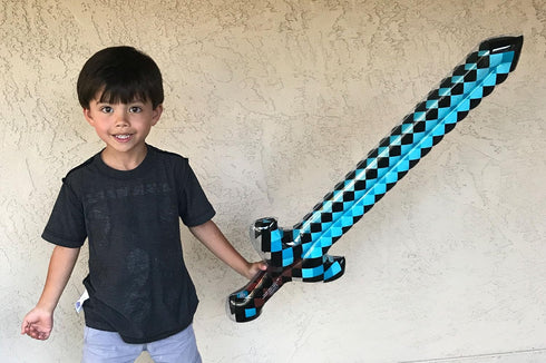 Inflatable Weapons - Diamond Swords, Axes & Hatchet, Blow Up Party Favors for Boys & Girls, 6 Pack