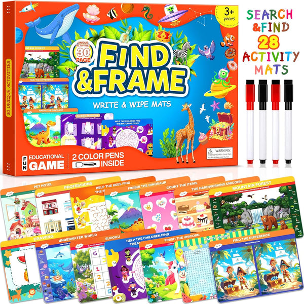 Search and Find Books for Kids 3-5, Reusable Preschool Learning Activities, Perfect