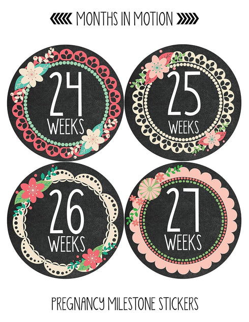 Pregnancy Weekly Belly Growth Stickers - Large Set of 36, Maternity Keepsake Photo Prop