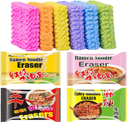 XANADU Cute Food Erasers for Kids, Fun Ramen Noodle Eraser Set of 16pcs