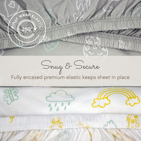 Luvberries (Set 2) 100% Guava Lotus Travel Crib Sheets of Organic Cotton Fitted Sheets for Baby Play Yard & Mini Crib