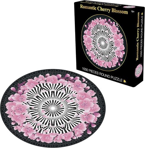 Lavievert - 1000 Piece Round Jigsaw Puzzle Game for Adults and Kids - Romantic Cherry Blossom