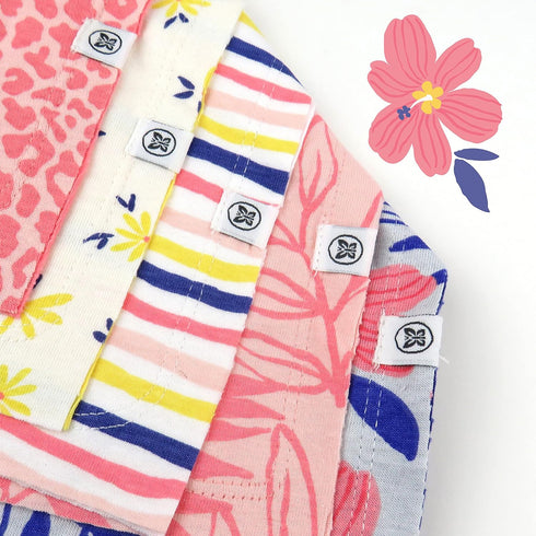 Multipack, 5-Pack HonestBaby Girls Organic Cotton Bandana Drool Bib Love Dove, One Size