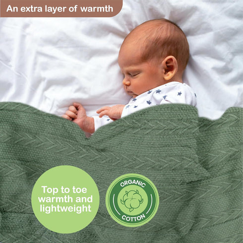 31.5 43.3 Inches Organic Cotton Knit Baby Blanket X Soft Knitted and Breathable Baby Blanket for Boys and Girls Perfect