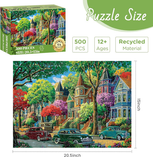 XAPAEG 500 20.515 Piece Puzzle for Adults,Urban Street Jigsaw Puzzle for Adults Elderly, Birthday Party for Family