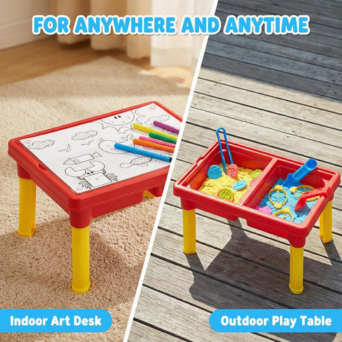 3 4 5 6 717x11.5x10.2 Inches Carolart Sensory Table with Sands, Sand & Water Play Table for KidsIndoor and Outdoor