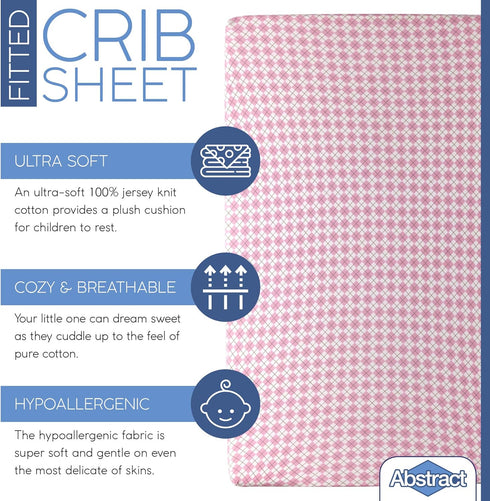 Abstract Mini Crib Cotton Sheets - Ultra Soft Fitted Pack n Play Sheets for Boys Girls Baby - Universal - Snug Fitted -