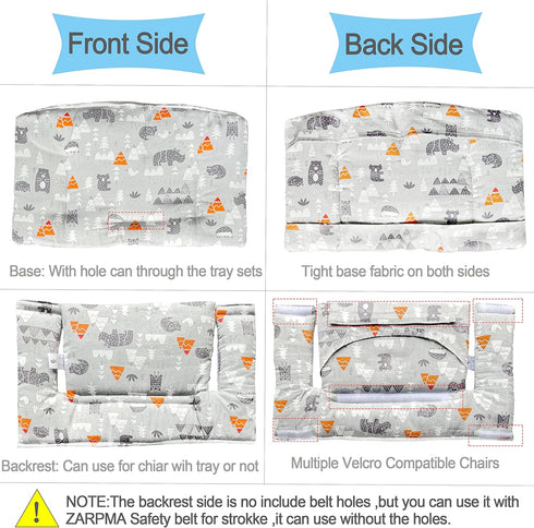 ZARPMA Highchair Cushion Compatible with Stokke Tripp Trapp Chiar High Chair Insert Cotton Fabric Cover Filled