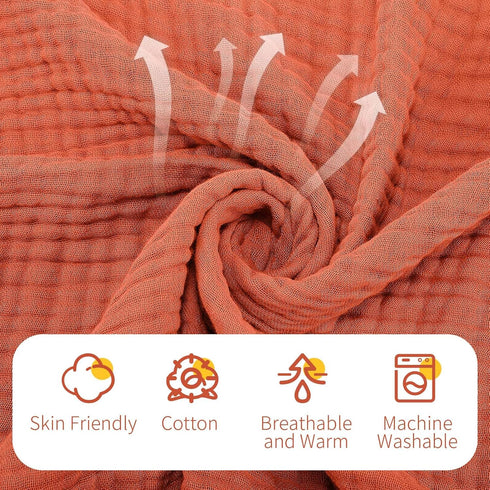VitalCozy 6 (32 32 Inch,Cherry Pcs Baby Muslin Hooded Bath Towels and Washcloths Muslin Cotton Hooded Baby Towels