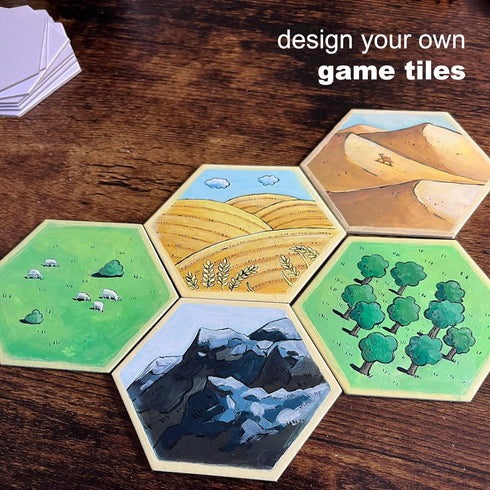 Apostrophe Games Hexagon Board Game Tiles – 20Pcs Large Blank Game Board Pieces, Same Size as Settlers of Catan