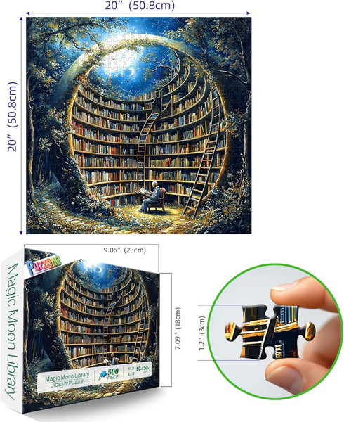 500 500 (20 20 inch) Pieces Puzzles for Adults, Magic Moon Library Jigsaw Puzzle for Adults Pieces - Forest Fantasy