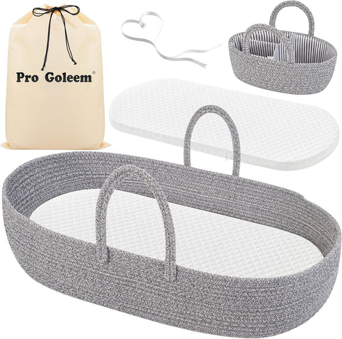 Pro Goleem Baby Diaper Changing Basket, Portable Easy to Clean Moses Basket for Newborn