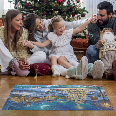 Becko US Puzzles 1000 Piece for Adults and Kids, Wooden Jigsaw Puzzles, Christmas Holiday Snow Scene