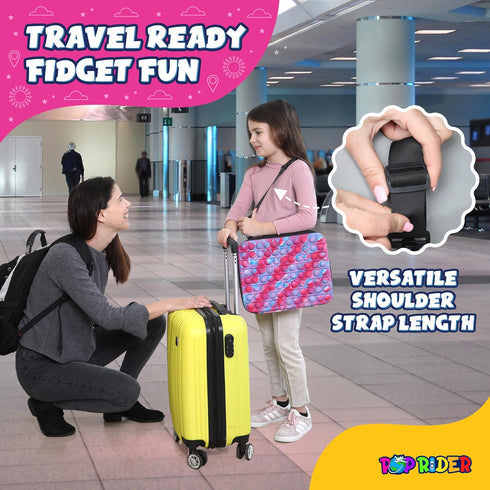 Travel Fidget Case Set - 12 Fidget Toys, Road Trip Activities for Kids, Sensory Toys for Long Trips (Pink)