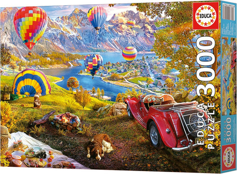 Educa Hot Air Balloon Valley 3000 Piece Jigsaw Puzzle | Puzzle Glue Included | Completed Size 47.24"x 37.79" | Ages 14+
