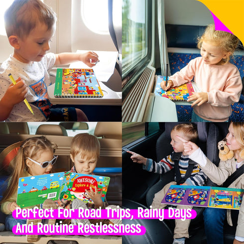 28 SpriteGru Dry Erase Activities Book, Reusable & Erasable Game Pad, Explore and Find Games Interesting Educational