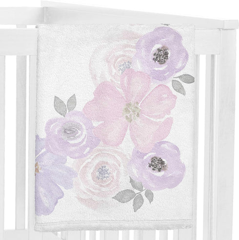 Sweet Jojo Designs Watercolor Floral Girl Milestone Blanket Monthly Newborn First Year Growth Mat Baby Shower Memory