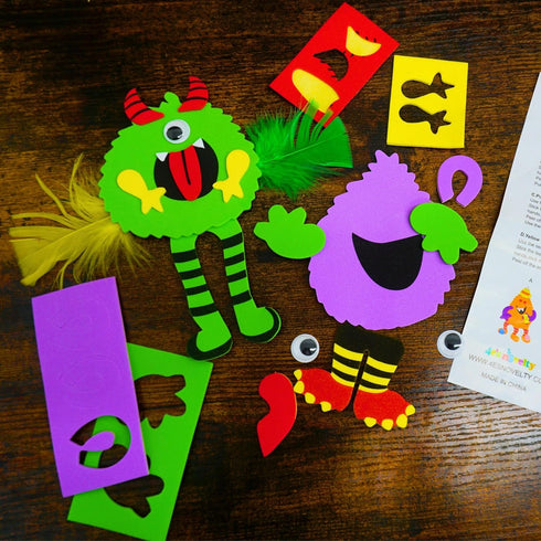 4E's Novelty Halloween Crafts for Kids, 12 Pack Silly Monsters Foam Magnet Fall Crafts, Halloween Party Activities for