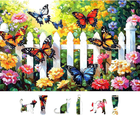 MINIWAN 500 Piece Puzzles for Adults - Vibrant Butterfly Garden Jigsaw Puzzle,