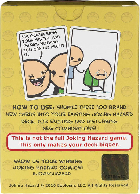 Deck Enhancement 2 - The second expansion of Joking Hazard Comic Building Card - Party Game by Cyanide and Happiness for 3-10 players , Yellow, 2.5 x 1.5 x 3.6", 207 months to 1200 months