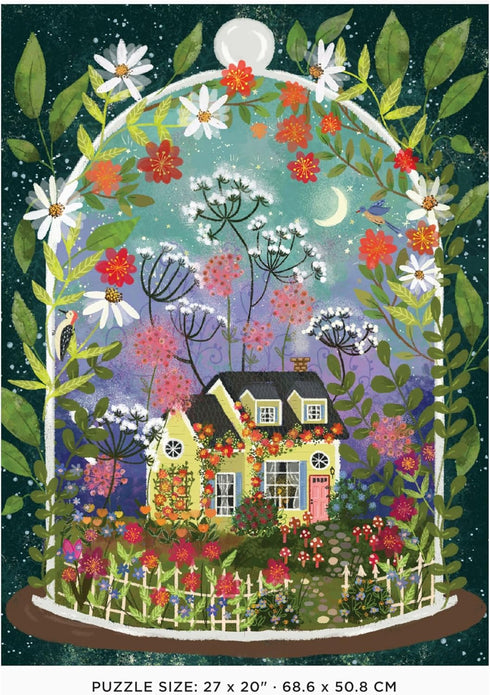 Galison Bloomarium – 1000 Piece Joy Laforme Jigsaw Puzzle of A Cozy Cottage in A Blooming Terrarium