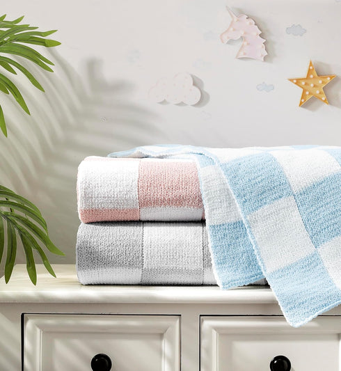 30"X40" Cozy 75X100cm CREVENT Soft Warm Chenille Baby Blanket for Girls Boys, Newborn Essentials for Infant, Baby