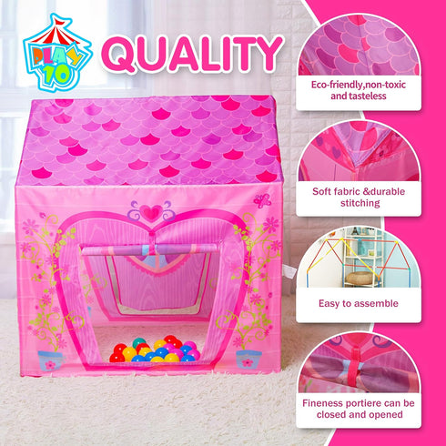 Kids Tent - Princess Castle Pink Tent for Kids - Indoor Playhouse for Kids Outdoor - Big Enough for 2-3 Little Kids