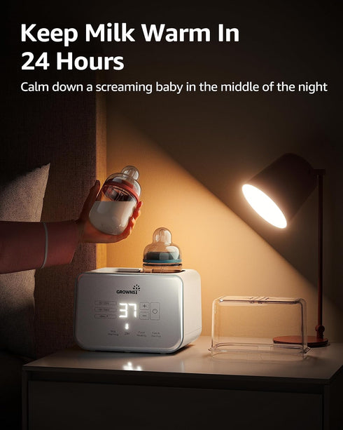 8-in-1 2 Baby Bottle Warmer, Grownsy Fast Milk Warmer with Timer Breastmilk or Formula, Fits Bottles, Accurate