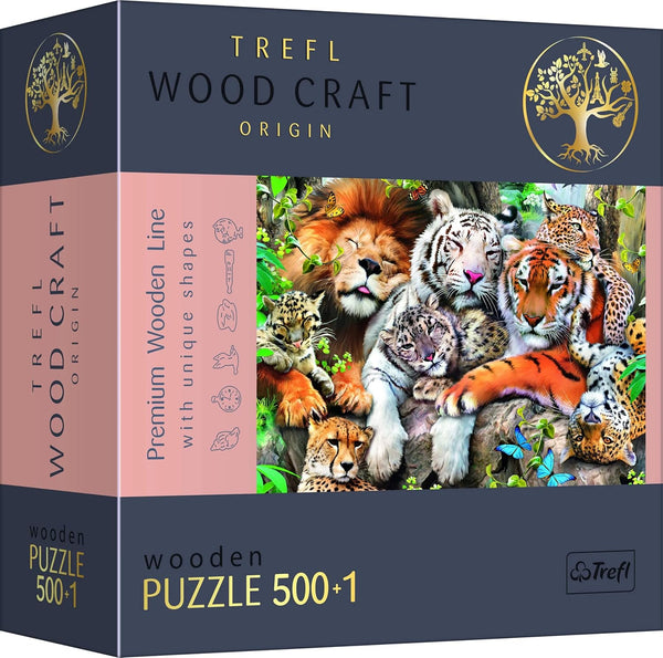 Trefl 501 Piece Jigsaw Puzzle - Wild Cats in The Jungle, Wood Craft, Irregular Shapes
