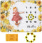 Sunflower Baby Monthly Milestone Blanket, Floral Newborns Month Blanket Gift with Wreath & Headband